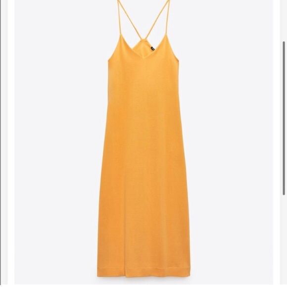 Zara cotton midi dress orange - Picture 1 of 5